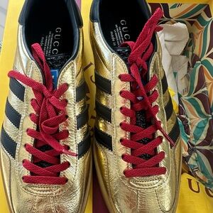 Adidas x Gucci Gazelle Sneakers in Gold